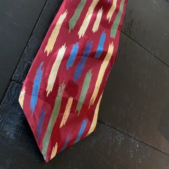 Oscar de la Renta Silk Burgundy Pattern Tie​​​​​ - Picture 2 of 7